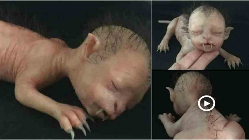 A strange small creature that was “found in Malaysia” had an alien-looking human face.