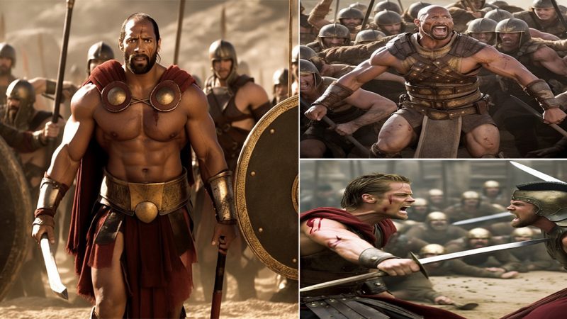 The movie 300 reimagined with Dwayne “The Rock” Johnson as King Leonidas