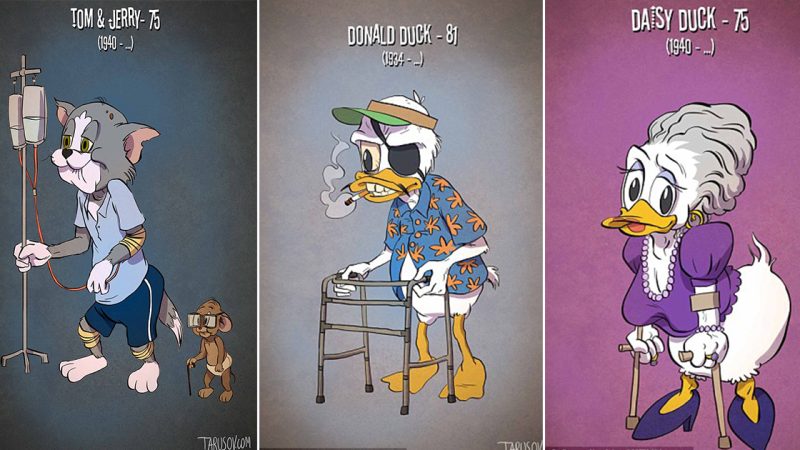 That’s nearly all folks: Mickey Mouse becomes a millionaire but Sylvester’s a drunk! Artist imagines cartoon characters as elderly movie stars