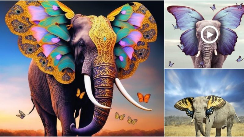 The elephant, and the ear modeled by butterfly wings