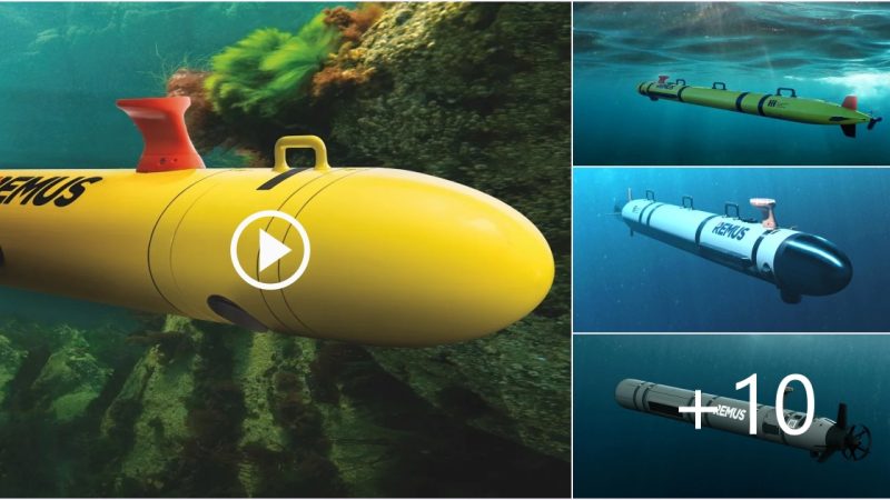 A long-range robotic submarine continuously scans the ocean for scientific research and exploration purposes.