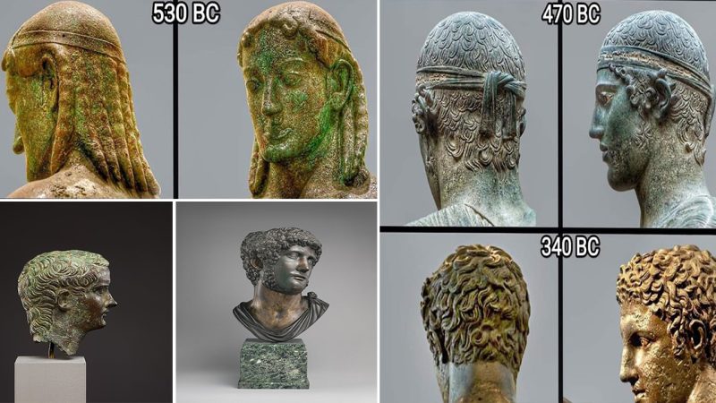 Evolution of the Ancient Greek bronze statues: Archaic, Classic and Hellenistic period.