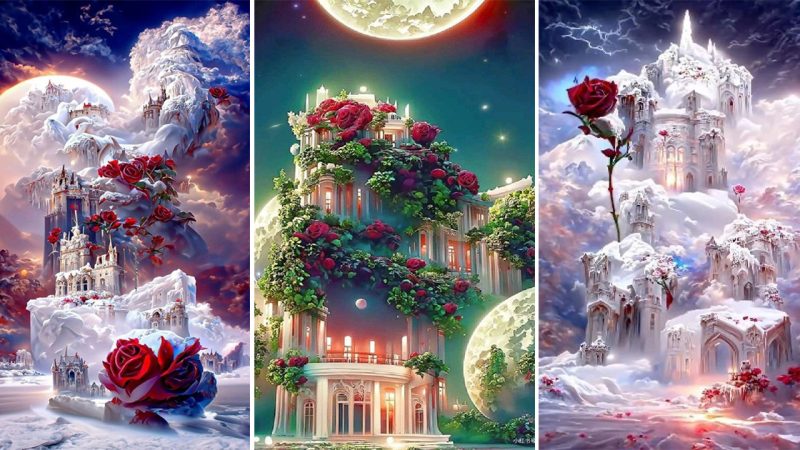 Snow Castles and Roses: An Enchanting Artistic Blend