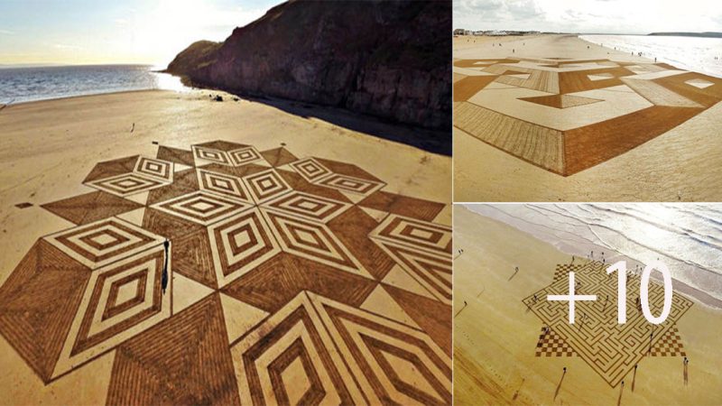 Sand Artist’s Ephemeral Masterpieces: Stunning Sand Art on Brean Down’s Beaches