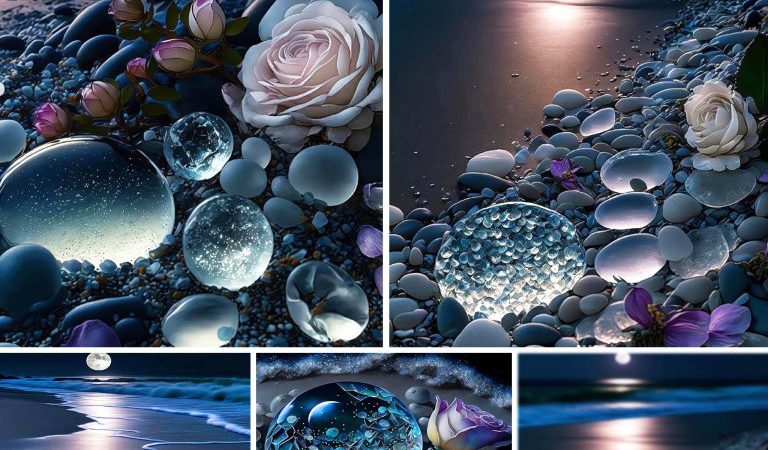 Moon’s Pure Harmony: Rose and Sparkling Gemstones Blend in Beauty