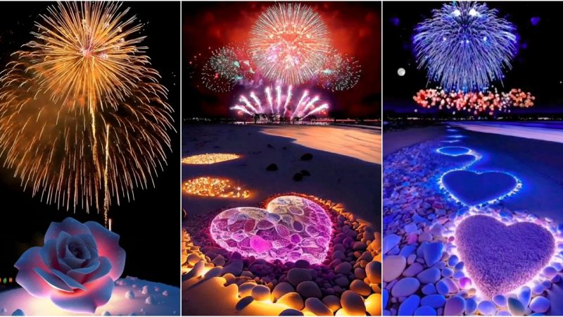 Glistening Gemstones Illuminated by a Firework Extravaganza