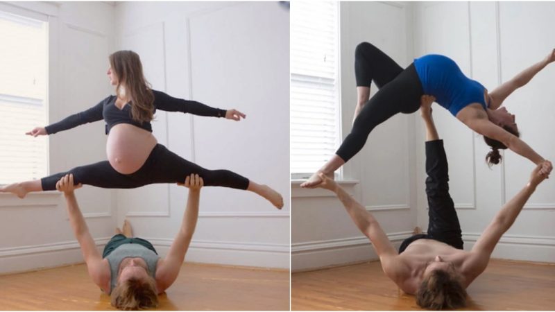 Anticipating Motherhood: Embracing Acroyoga Days Before Delivery