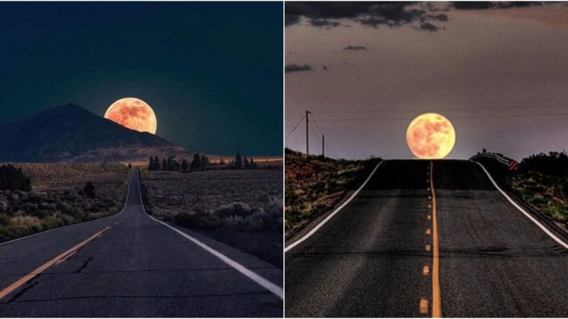 Magical moon on the way home from Yosemite in California’s Sierra Nevada range