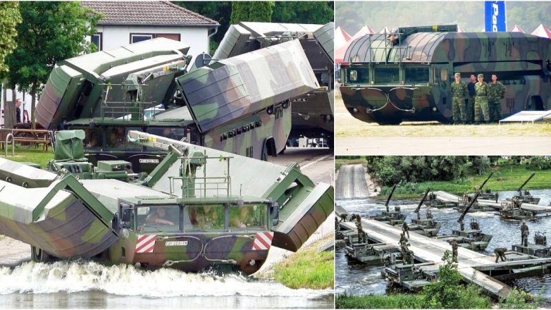 Marvelous Display: M3 Amphibious Vehicle Seamlessly Transitions from Land to Water in Spectacular Ferry Operation