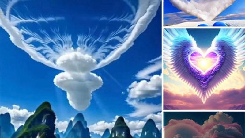 Enchanting Sky Ballet: Whimsical Clouds Performing in Various Shapes